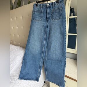 Wide Leg Blue Denim Jeans